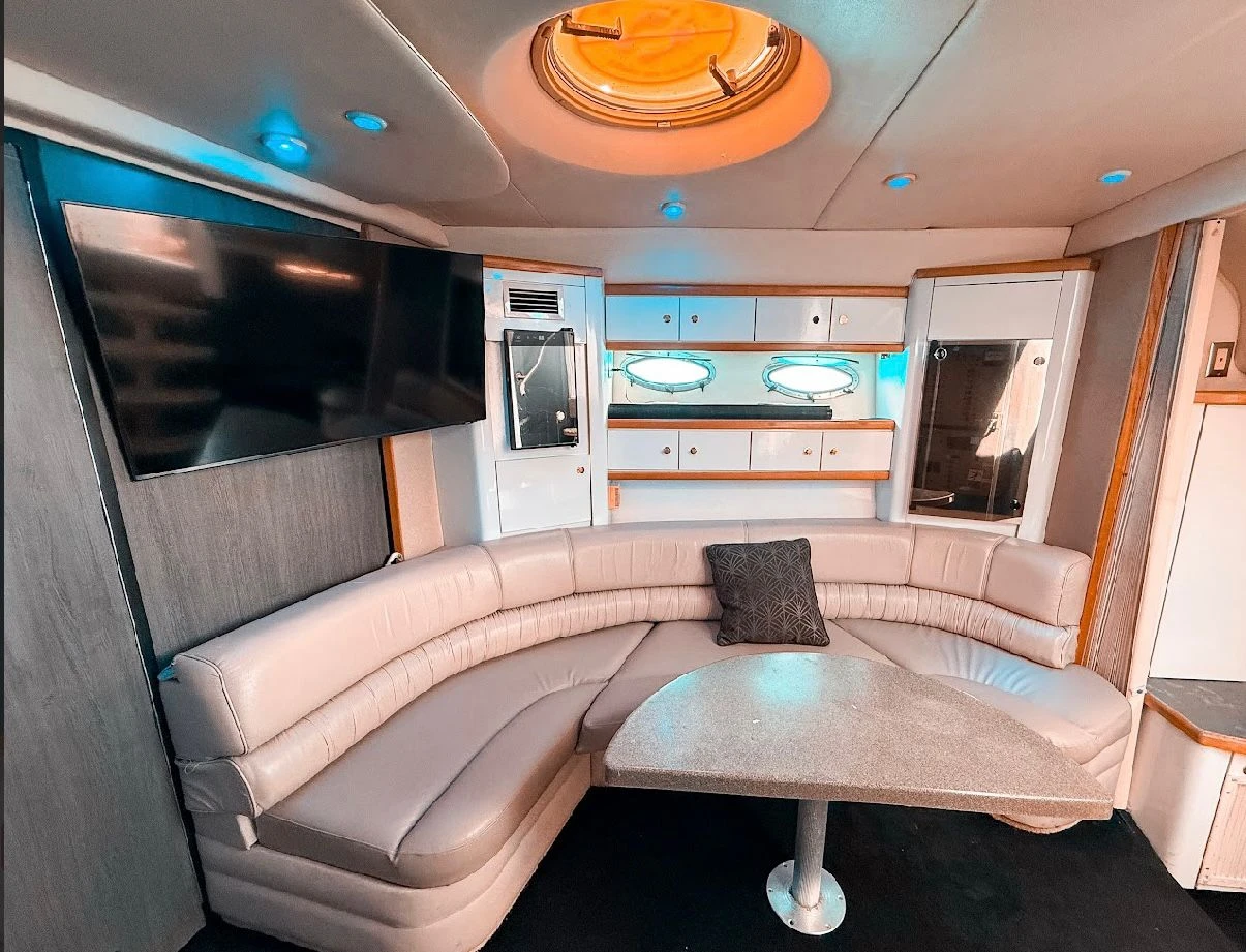 Salon interior with portholes